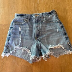 Hollister Ultra High Rise Mom Shorts Womens 00 W24 Distressed Denim Cutoff